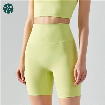 Pantaloni scurți de gimnastică fără cusături cu talie înaltă